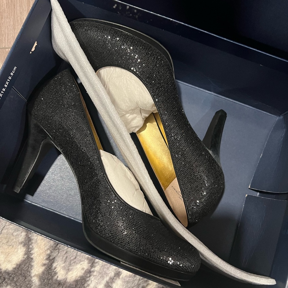 Black sparkle heels